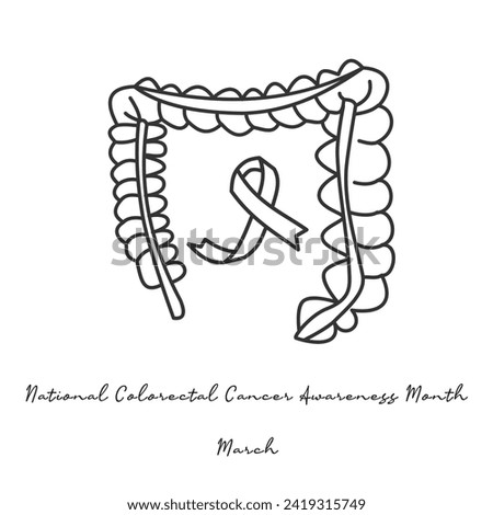 For the purpose of celebrating National Colorectal Cancer Awareness Month, a single line artwork is appropriate.