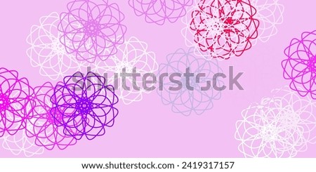 Light purple, pink vector doodle template with flowers. Illustration with abstract colorful flowers with gradient. Pattern for women day promotion.