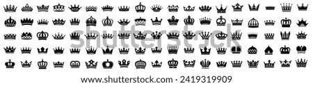 Quolity crowns. Crown icon set. Collection of crown silhouette.