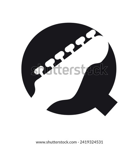 Initial Guitar Logo combine with letter Q vector template