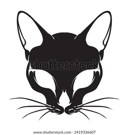 black and white scary cat vector logo