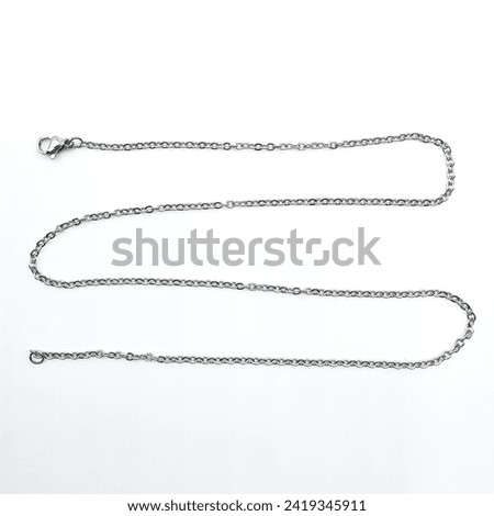 White silver chain. Imitation jewelry. Accessory for rockers, rap, hip-hop, bikers, emo. Creation of a scenic view. Pirate style.