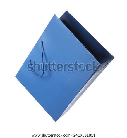 One blue shopping bag isolated on white