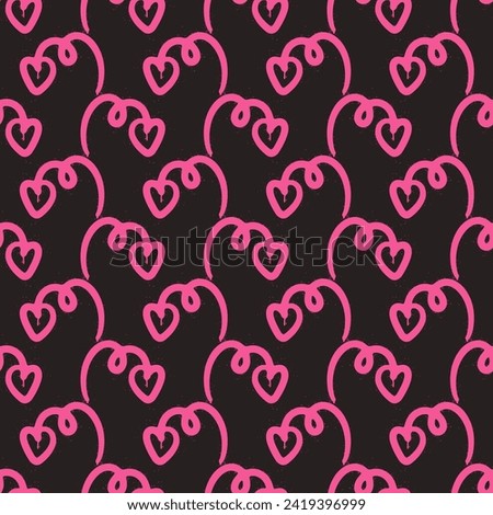 Cute graffiti clip art. Urban street style. Arrow seamless pattern. Valentine's day elements. Pink print on black background. Y2k love sign. Splash effects and drops. Grunge and spray texture.