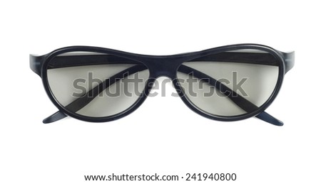 Folded passive 3D Glasses isolated with clipping path on the white background
