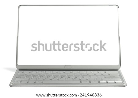New modern pad-transformer with keyboard isolated on the white background. Clipping paths included