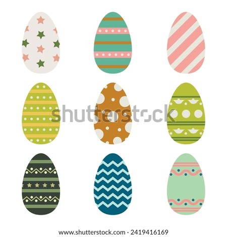 Multicolored Easter eggs with patterns.