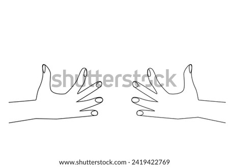 human woman hand holding fingers showing one line art design vector