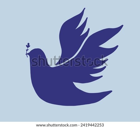 Bird and twig symbol of love peace and freedom. Stop world war. 