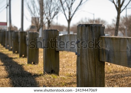 Closeup Small Wooden Park Fence
