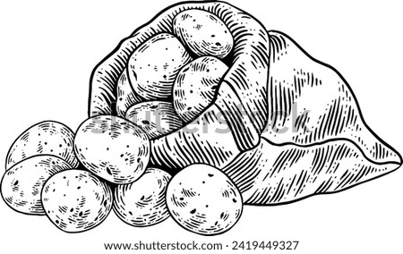 Hand drawn Sack of Potatoes Sketch Illustration Royalty-Free Stock Photo #2419449327