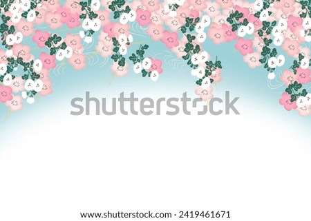 Clip Arts: Cherry Blossoms in Blue Sky - Japanese Pattern Background