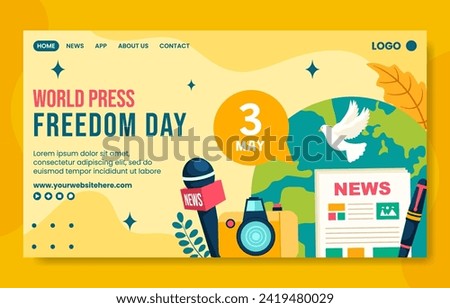 Press Freedom Day Social Media Landing Page Cartoon Hand Drawn Templates Background Illustration