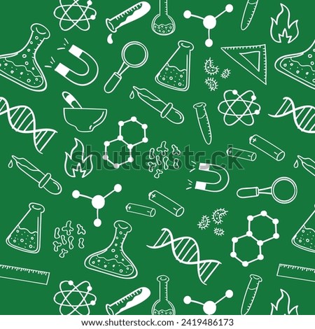 Science doodle seamless pattern wallpaper Pattern background Vector