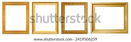 Gold picture frame isolated on white background. Royalty-Free Stock Photo #2419506259