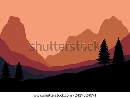 Landscape mountains for background. Vector illustration in flat style.