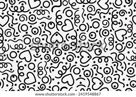 black doodle pattern, minimalist background design, childish, trendy design, wrapping, wall paper, fabric, etc. Royalty-Free Stock Photo #2419548867