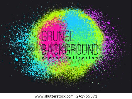 Neon vector spray stains Royalty-Free Stock Photo #241955371