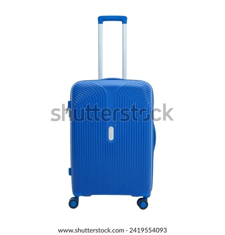 Transparent blue Luggage. blue suitcase isolated on white