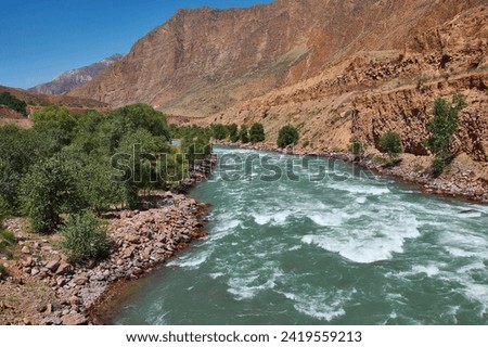 New North-South route , canyon river Kekemeren, Kyrgyzstan.