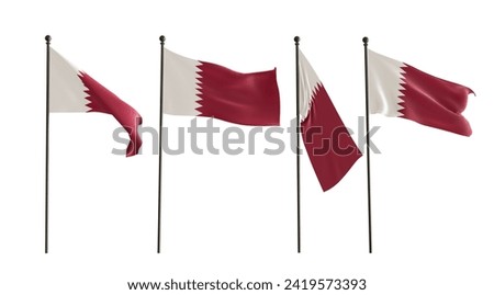 3D flags of Qatar of 4 types. Flag Qatar. white background, 3D illustrator