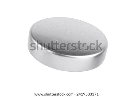 One silver bottle cap isolated on white Royalty-Free Stock Photo #2419583171