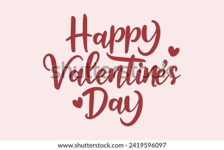 Happy Valentines Day lettering calligraphy with hearts shape. Valentine's Day holiday lettering. Drawn text for card, banner, poster design