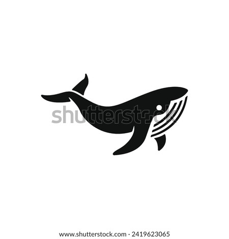 Humpback whale vector illustration design. Sea mammal animal sign and symbol. Whale silhouette.