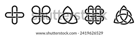Celtic knot vector icons. Endless knot symbols. Celtic trinity knots collection.  Royalty-Free Stock Photo #2419626529