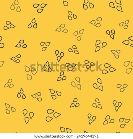 Blue line Water drop icon isolated seamless pattern on yellow background.  Vector