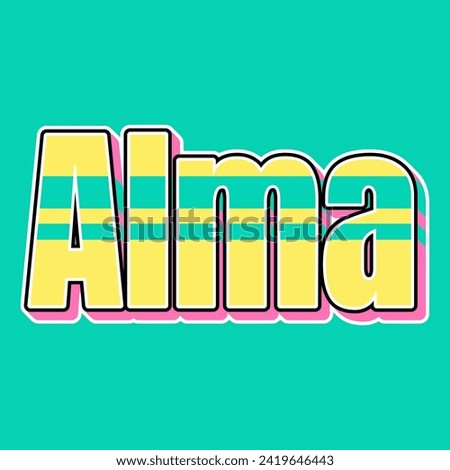 Alma,words, vintage words, text, text word green, effect letter, vintage effect text, 90s text, 90s style words