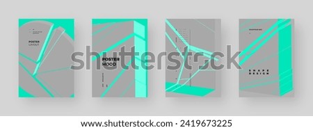 Abstract placard, poster, flyer, banner, blank, document. Colorful illustration on vertical A4 format. Broken form. Cracked figure. 3d shapes composition.