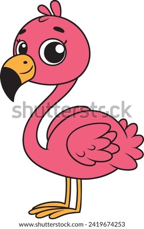 Flamingo 2D cartoon character clipart for children's book
