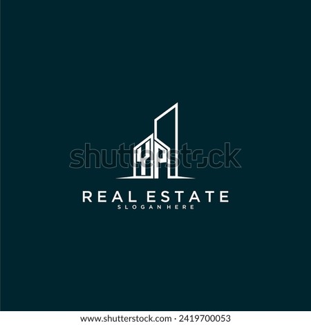 YP initial monogram logo real estate with building style design vector