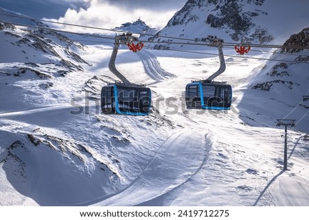 Matterhorn Glacier Paradise gondola and ski area in Zermatt view, Valais region in Switzerland Alps Royalty-Free Stock Photo #2419712275