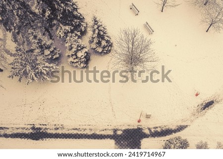 View of a town street in winter season. High quality photo