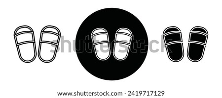 Slippers outline icon collection or set. Slippers Thin vector line art
