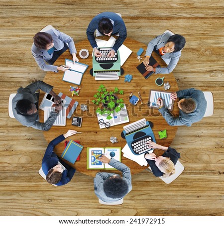 Aerial View Business Contemporary Working Meeting Casual Company Concept