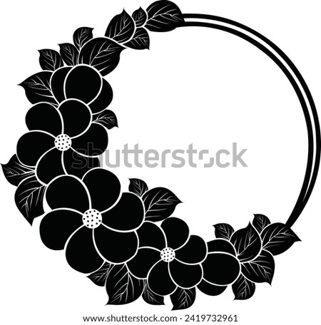 Round flower silhouette design on a white background