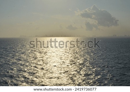 sunset Caribic horizon mirroring clouds colorfull Background. High quality photo
