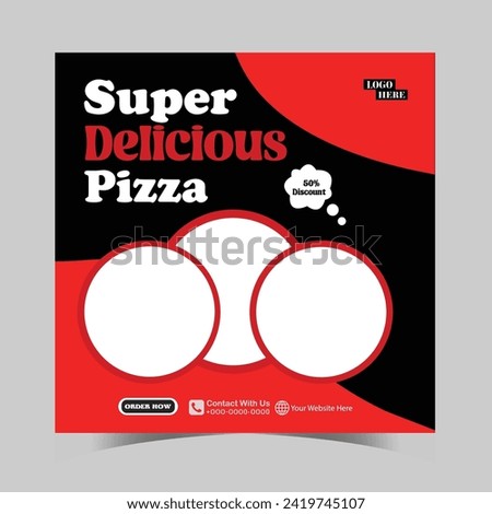 super delicious pizza food design and social media post template
