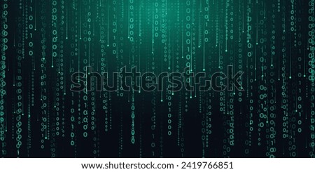 Digital technology hacking binary code, futuristic internet network connection dark black background, green abstract cyber information communication, Ai big data science, innovation future tech vector Royalty-Free Stock Photo #2419766851