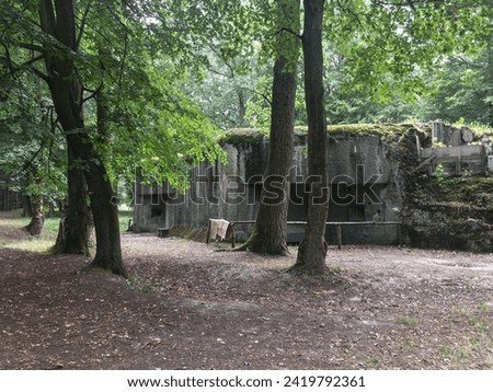 Infantry blockhouse, fortress MO-S 11 U Posedu from concrete built in World War II in Czech Republic near Silherovice Royalty-Free Stock Photo #2419792361