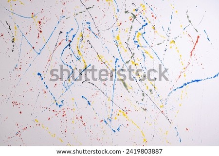 abstract background, white background splattered with paint, abstract painting background, Multi color dots. Watercolor on white paper.