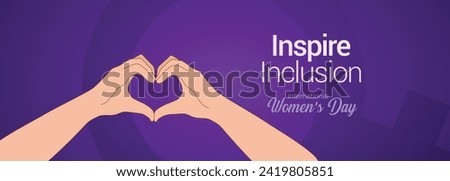 International women's day concept poster. Woman sign illustration background. 2024 women's day campaign theme- #InspireInclusion Royalty-Free Stock Photo #2419805851