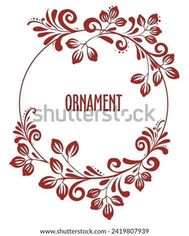 Round template in vintage traditional Russian style. Branches in the form of stylized gooseberries. Vector ornament for decoration.