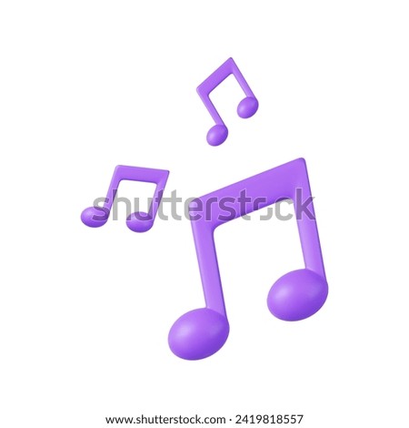 3d Note symbol icon. Audio compositions and sonatas. Decoration element of song festivals and concerts. 3d rendering. Vector illustration