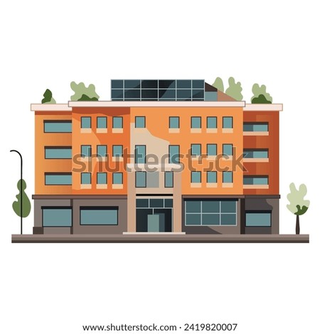 Artishellen building of colorful set. This building in this captivating illustration fuse meticulous design with a hint of cartoon charm against a clean white background. Vector illustration.