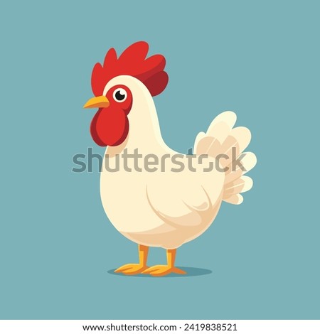Farm rooster or chicken sketch hand drawn illustration, cartoon flat style