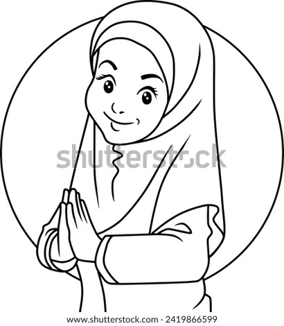 cute muslim kid vector illustration